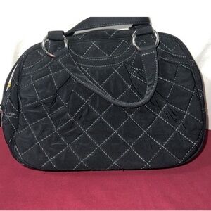 Vera Bradley Black Quilted Bowler Style Bag
